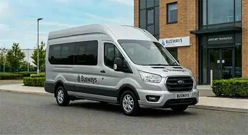 Busways 12 seater minibus hire with licensed driver for weddings and school trips UK