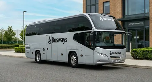 Busways 50 seater coach hire with driver for large group travel school trips and corporate events UK